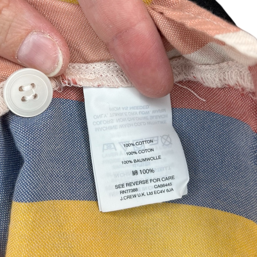 Madewell Button Back Tie Tee in Sherbet Stripe Short Sleeve Cotton Blouse Beach - Picture 8 of 10